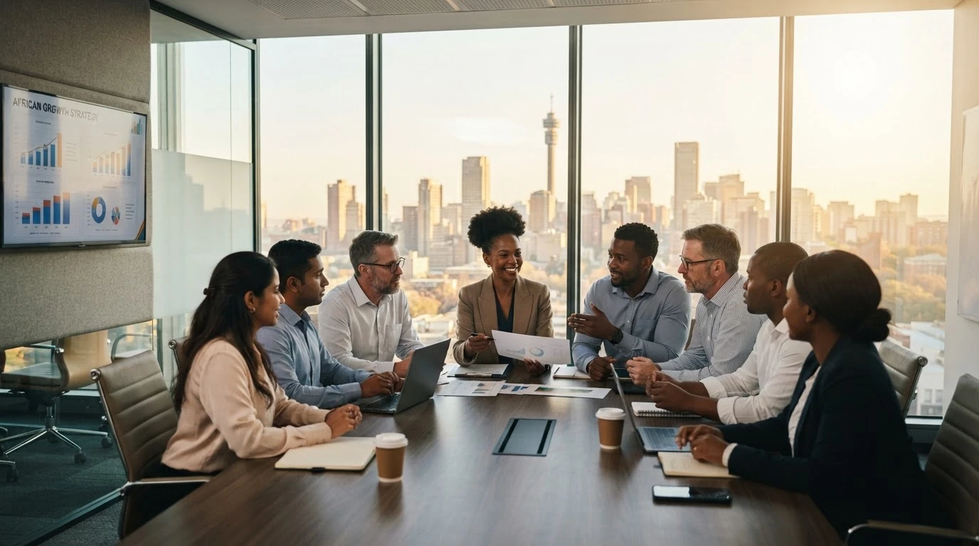 A diverse team working together in a South African workplace