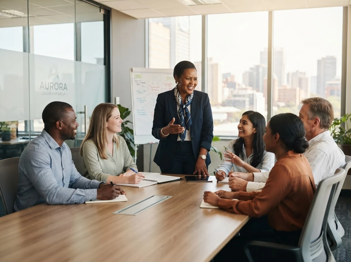 Employees taking part in a workplace wellbeing discussion